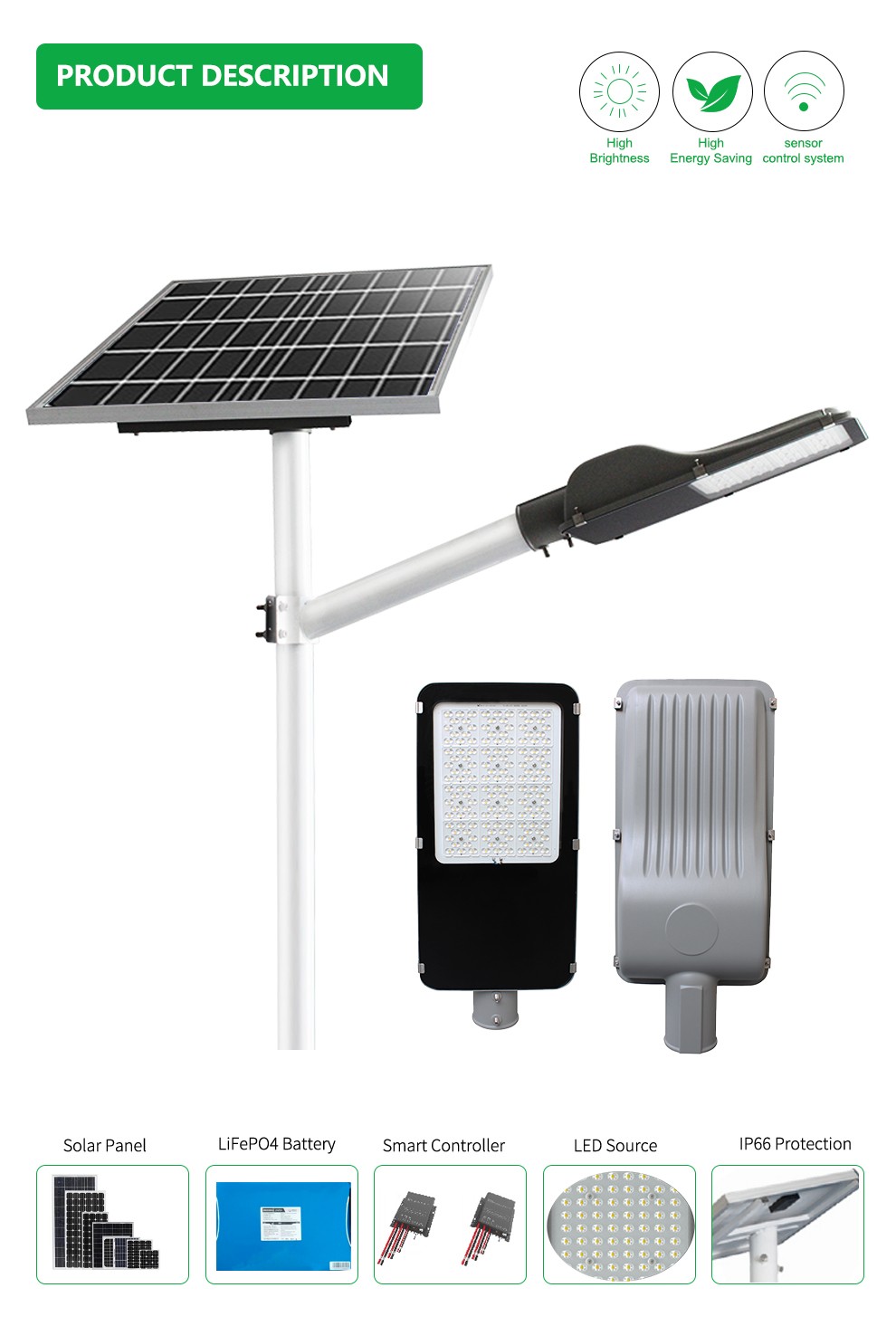 SH05 Glass Series Separate Solar LED Street Light