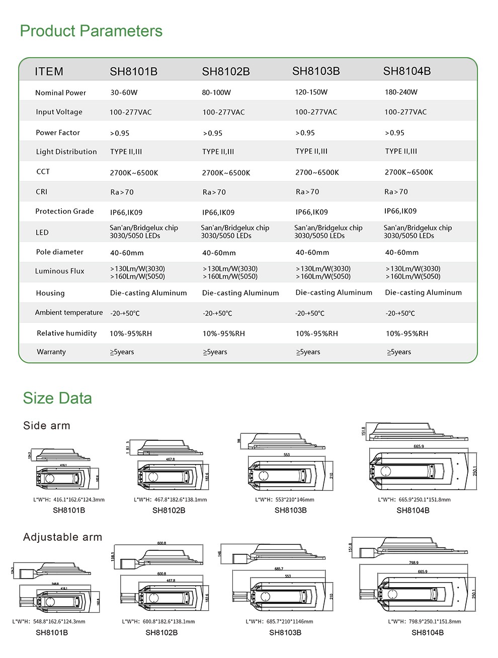 SH810*B Series LED Street Light